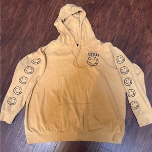 NIRVANA Mustard Hoodie with Iconic Smiley